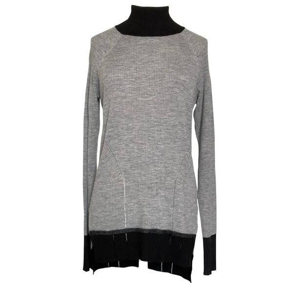 Rag & Bone Sweaters - Rag & Bone Small Mock Neck Ribbed Gray Extra Fine Merino Wool Sweater